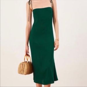 Reformation midi dress forest green